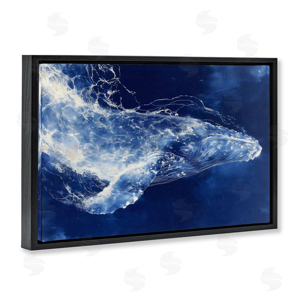 Chromatic Storm Studio Whale in Motion Black Floating Framed Canvas Wall Art Print