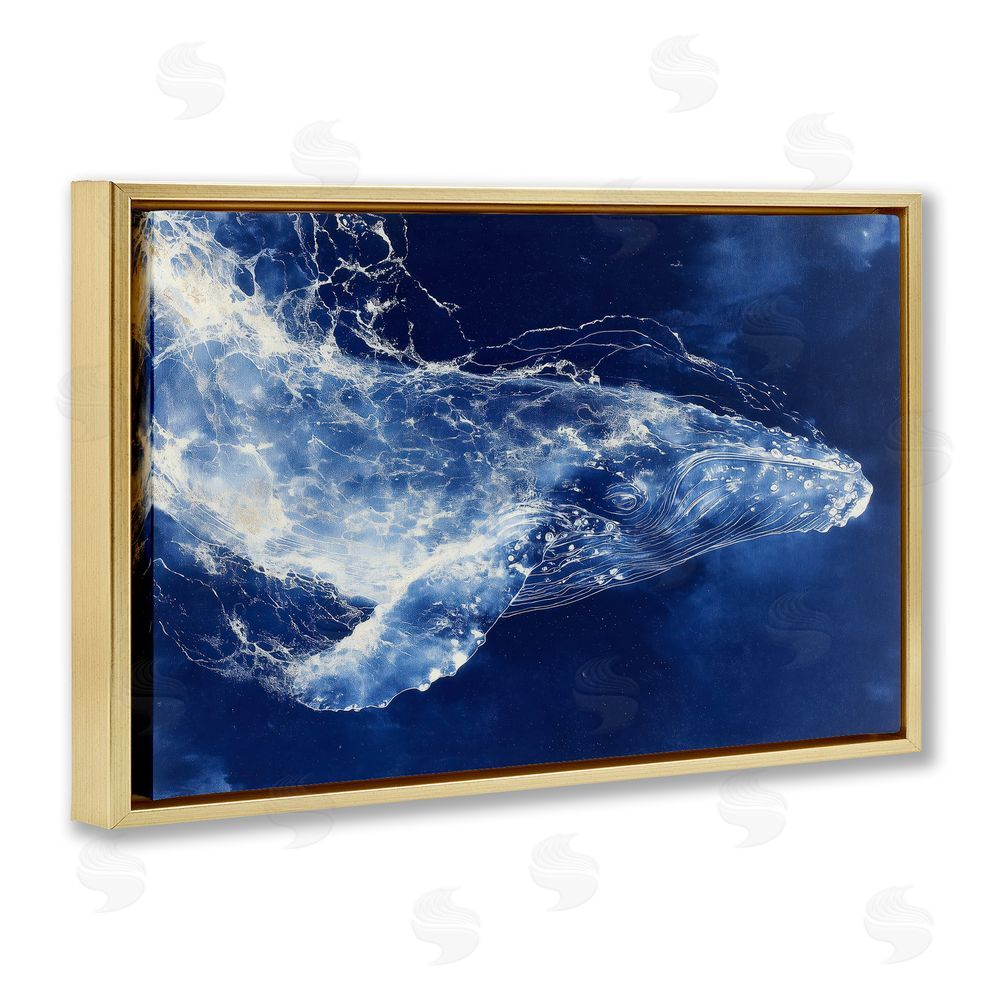 Chromatic Storm Studio Whale in Motion Gold Floating Framed Canvas Wall Art Print