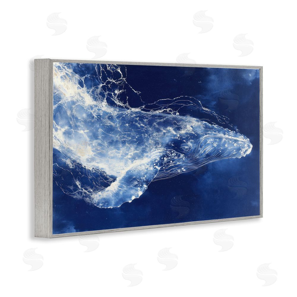 Chromatic Storm Studio Whale in Motion Gray Framed Giclee Wall Art Print