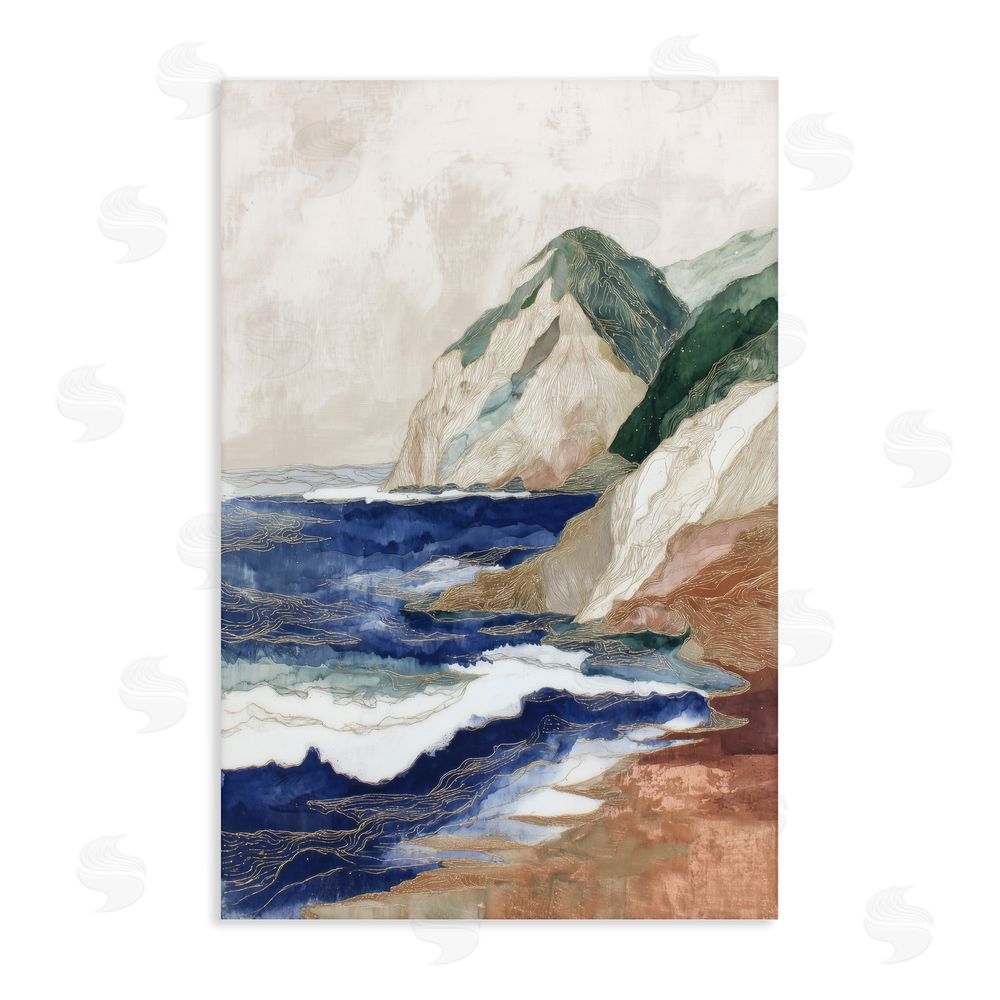 Chromatic Storm Studio Cliff Next To The Sea Stretched Canvas Wall Art