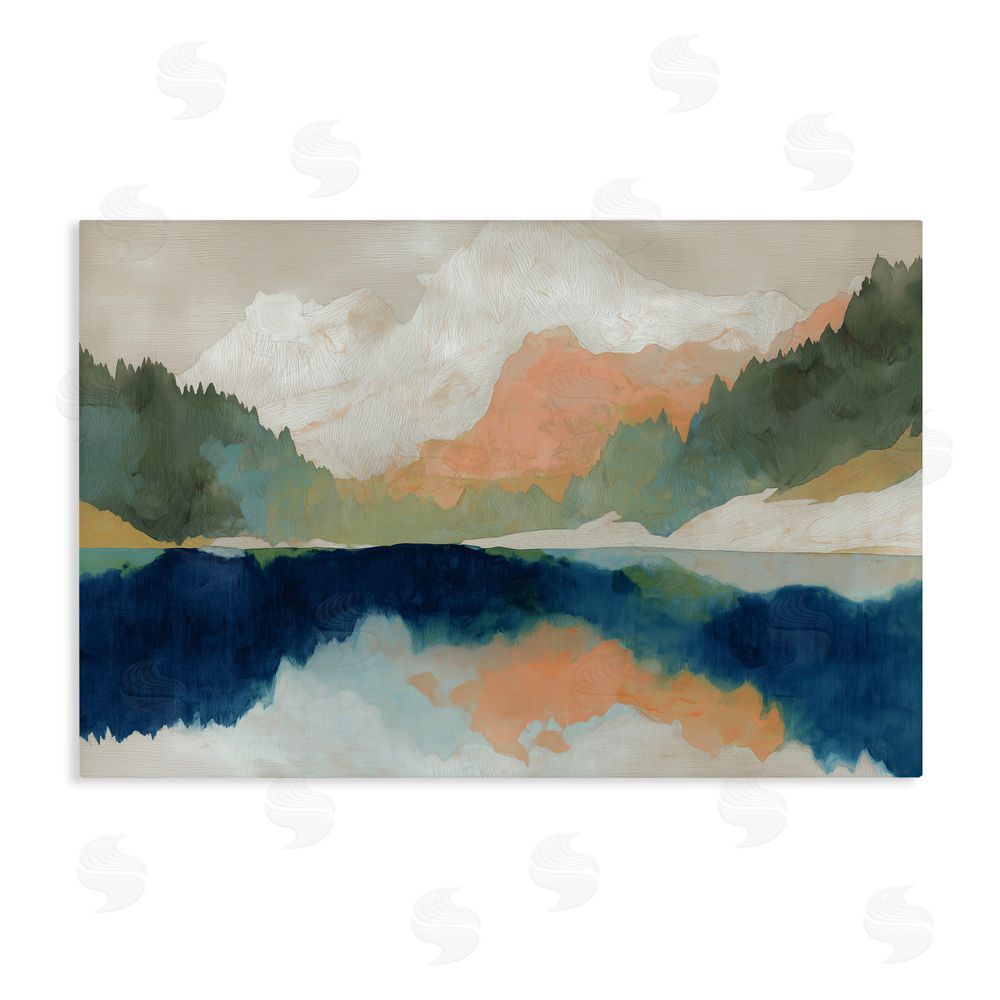 Chromatic Storm Studio Alpine Autumn Lake Reflection Stretched Canvas Wall Art Print