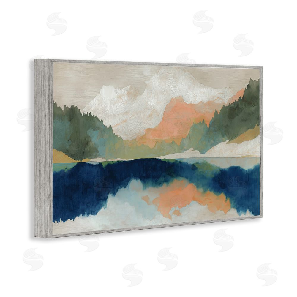 Chromatic Storm Studio Alpine Autumn Lake Reflection Gray Framed Giclee Wall Art Print