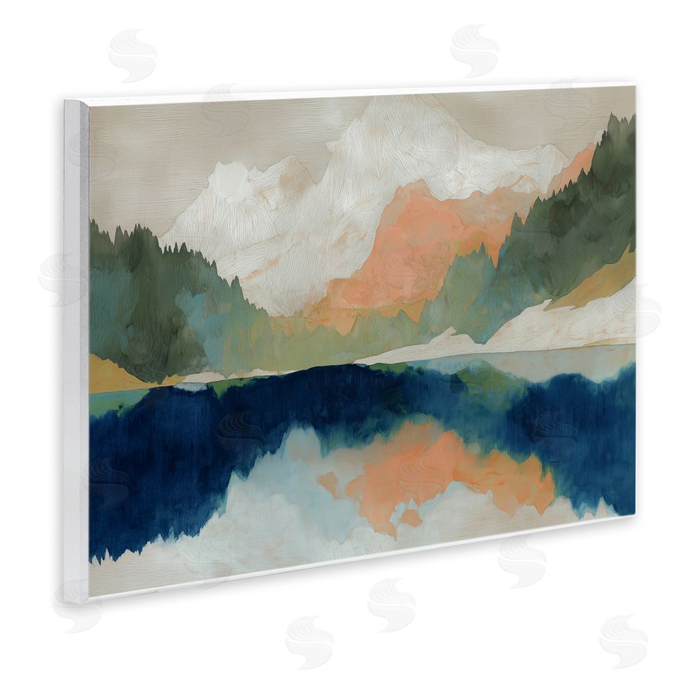 Chromatic Storm Studio Alpine Autumn Lake Reflection Wall Plaque Art Print with White Foil Wrap