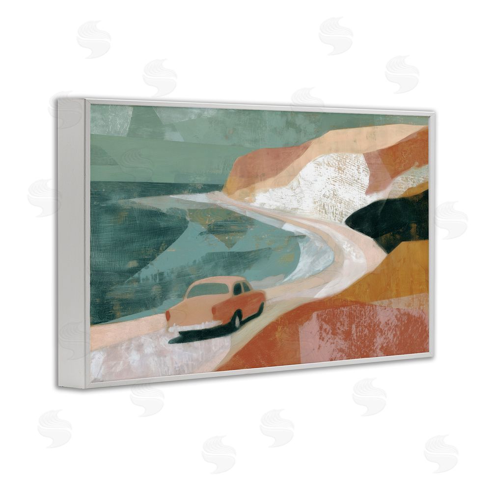 Chromatic Storm Studio Classic Car on Coastal Highway White Framed Giclee Wall Art Print