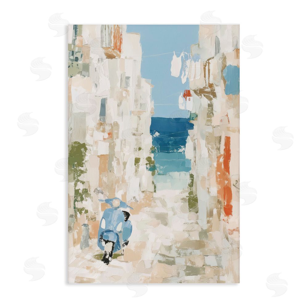 Chromatic Storm Studio Narrow Alley with Vespa Stretched Canvas Wall Art