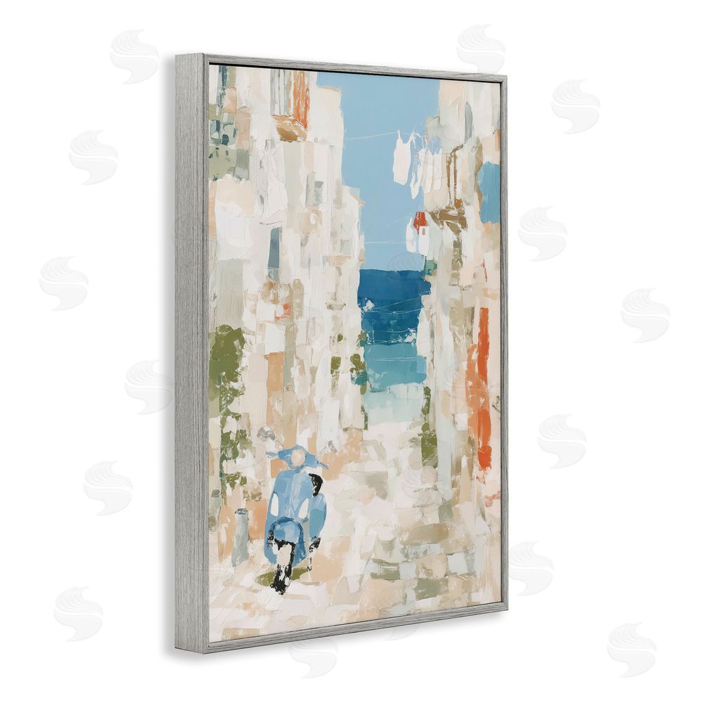 Chromatic Storm Studio Narrow Alley with Vespa Gray Framed Giclee Wall Art