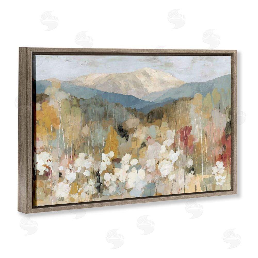 Chromatic Storm Studio Autumn Mountain Meadow Brown Floating Frame Stretched Canvas Wall Art Print