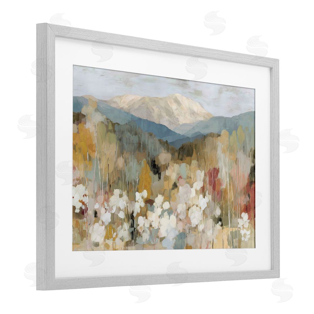 Chromatic Storm Studio Autumn Mountain Meadow Gray Framed Print Under Glass with Matting Wall Art