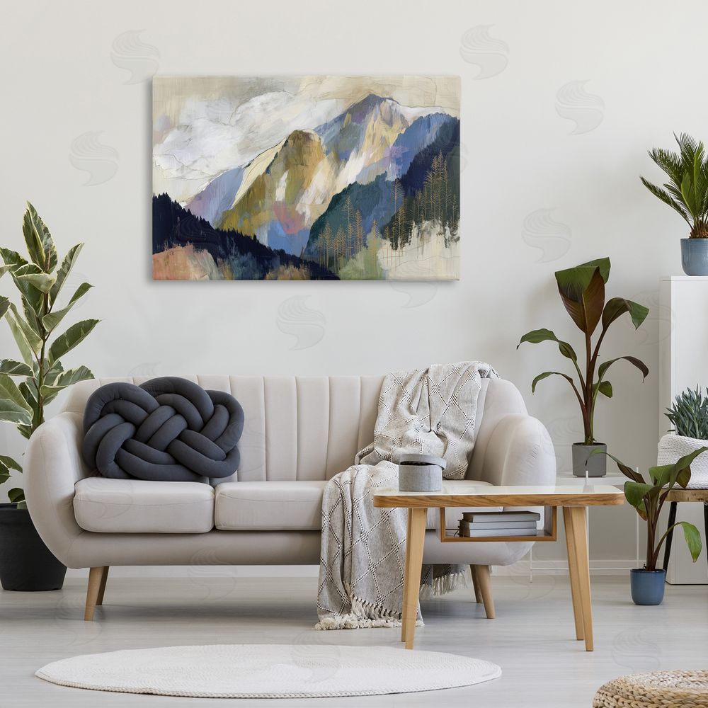 Chromatic Storm Studio Mountain Forest Landscape Stretched Canvas Wall Art in Room