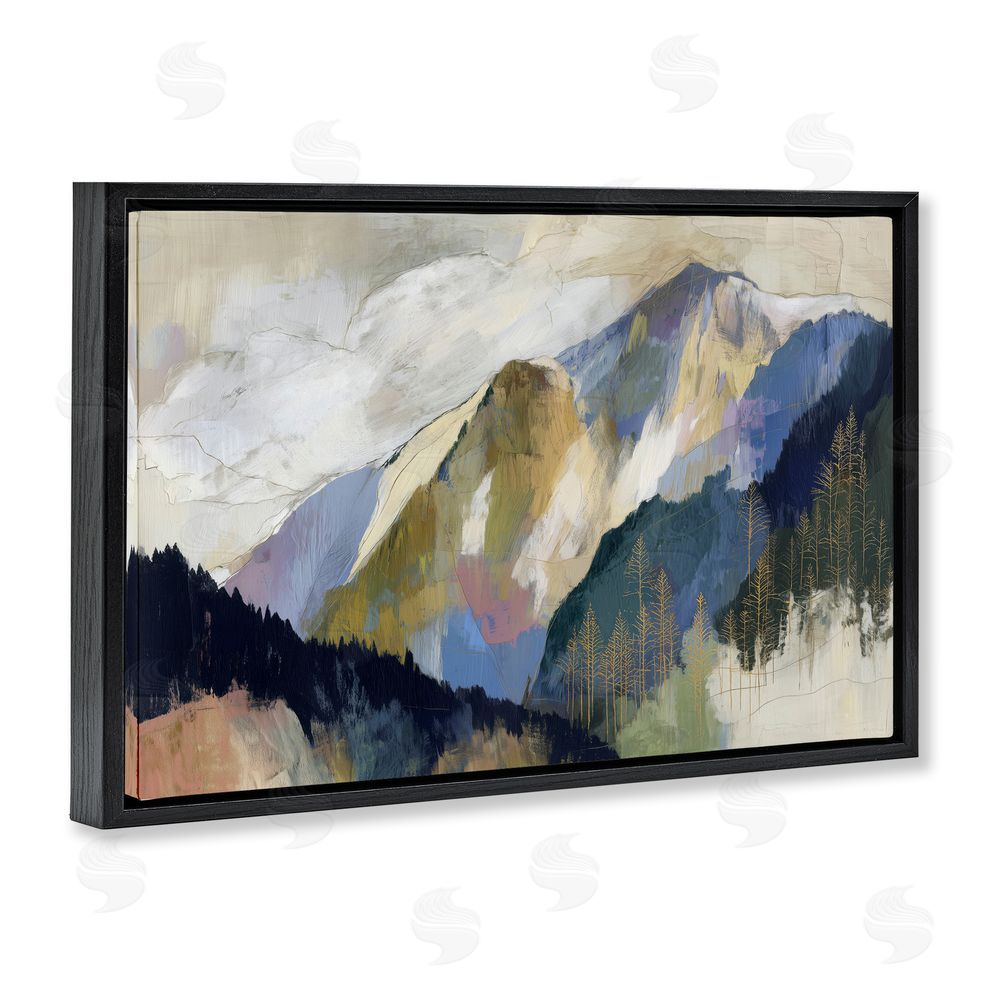 Chromatic Storm Studio Mountain Forest Landscape Black Floating Framed Canvas Wall Art