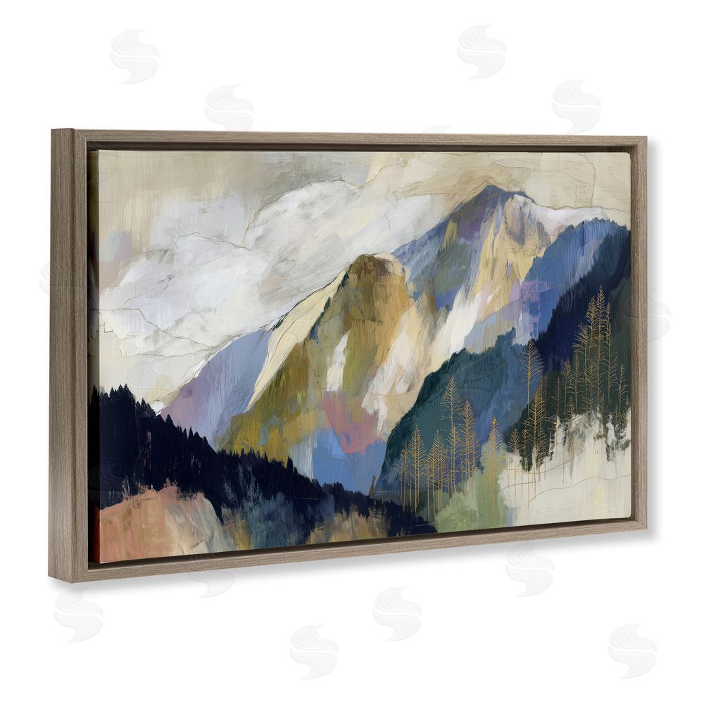 Chromatic Storm Studio Mountain Forest Landscape Brown Floating Framed Canvas Wall Art