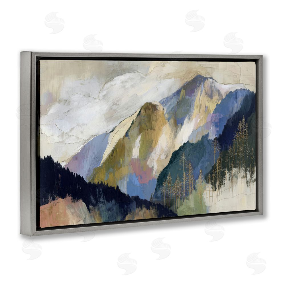 Chromatic Storm Studio Mountain Forest Landscape Gray Floating Framed Canvas Wall Art