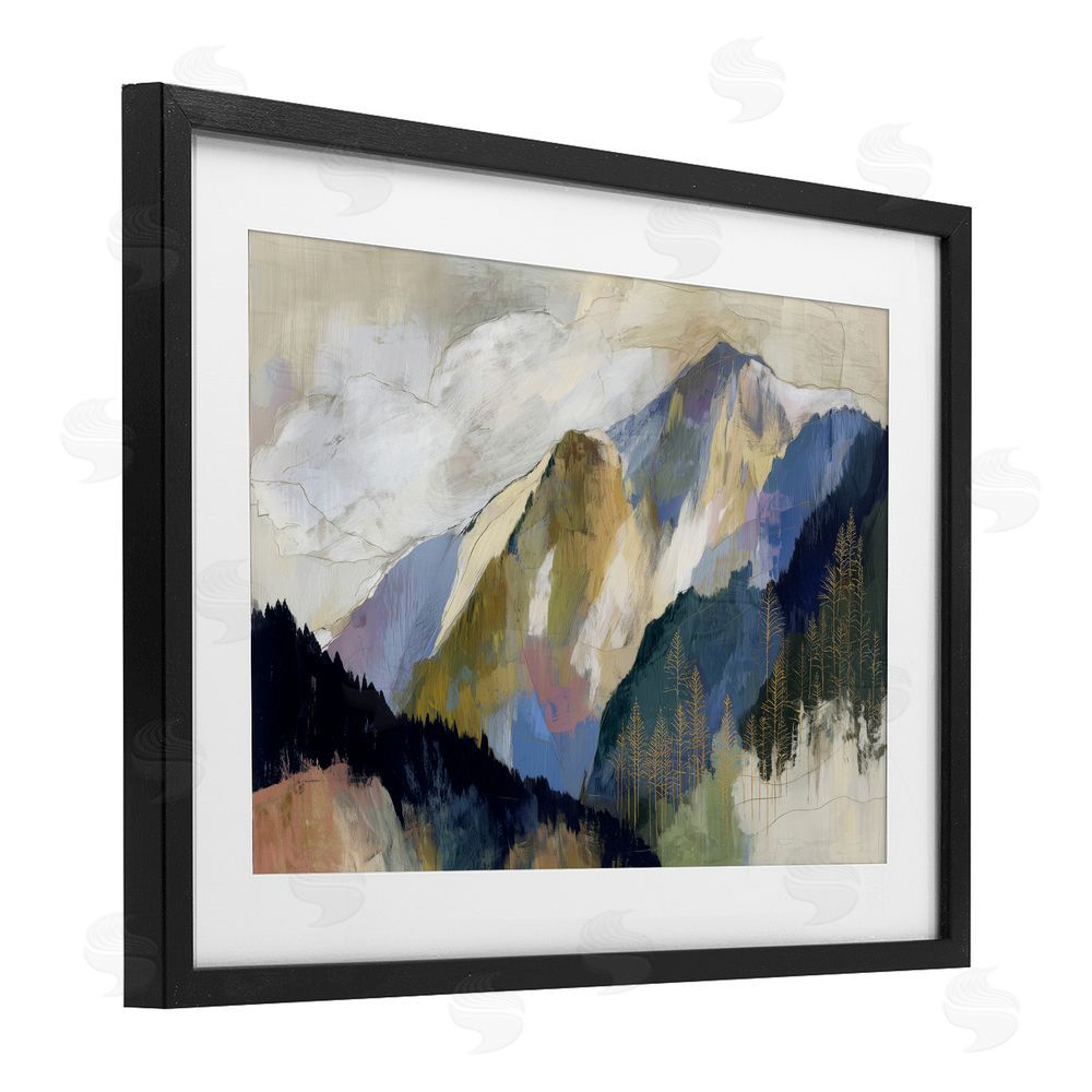 Chromatic Storm Studio Mountain Forest Landscape Black Framed Print Under Glass Wall Art