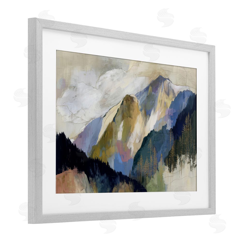 Chromatic Storm Studio Mountain Forest Landscape Gray Framed Print Under Glass Wall Art