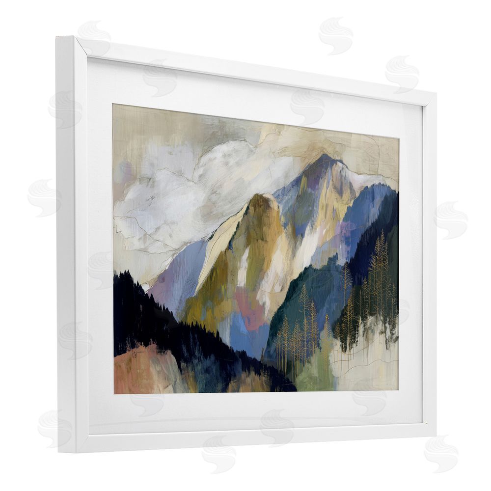 Chromatic Storm Studio Mountain Forest Landscape White Framed Print Under Glass Wall Art