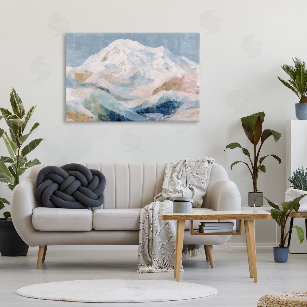 Chromatic Storm Studio Icy Mountain Range at Dusk Stretched Canvas Wall Art in Room