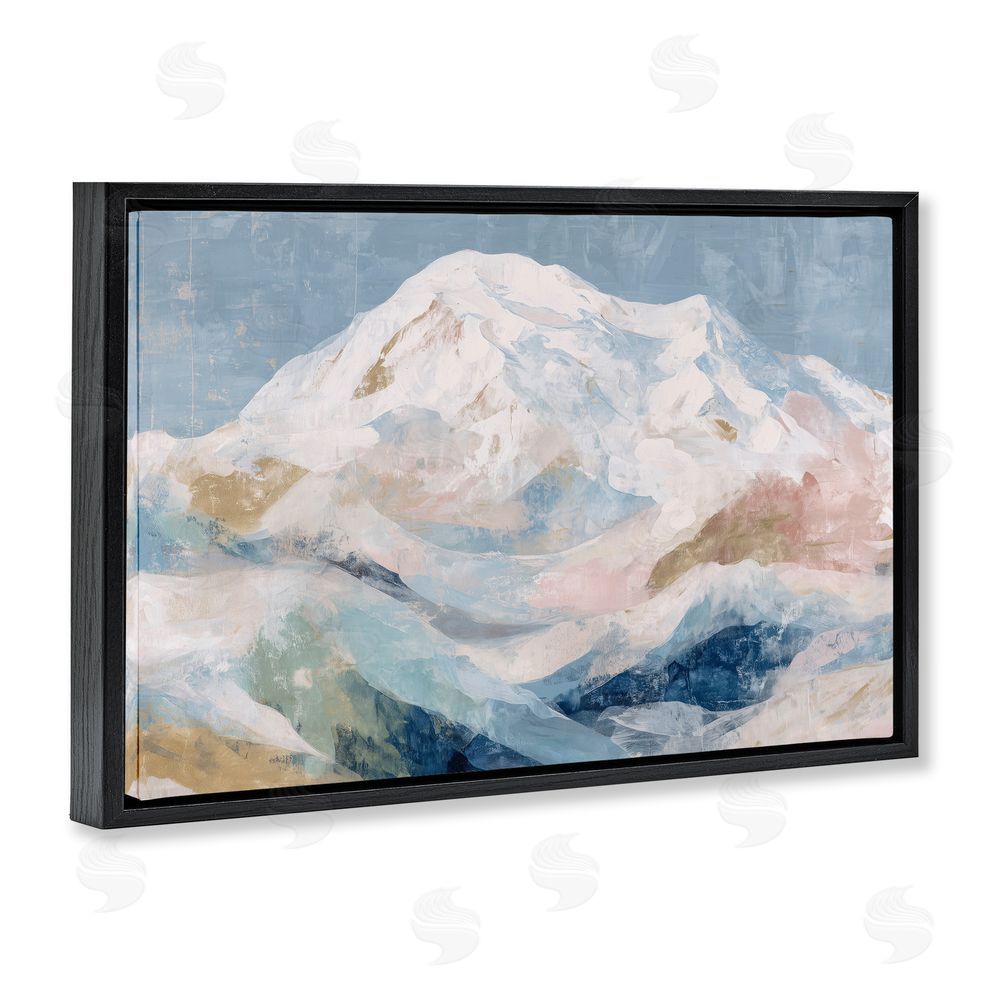 Chromatic Storm Studio Icy Mountain Range at Dusk Black Floating Framed Canvas Wall Art
