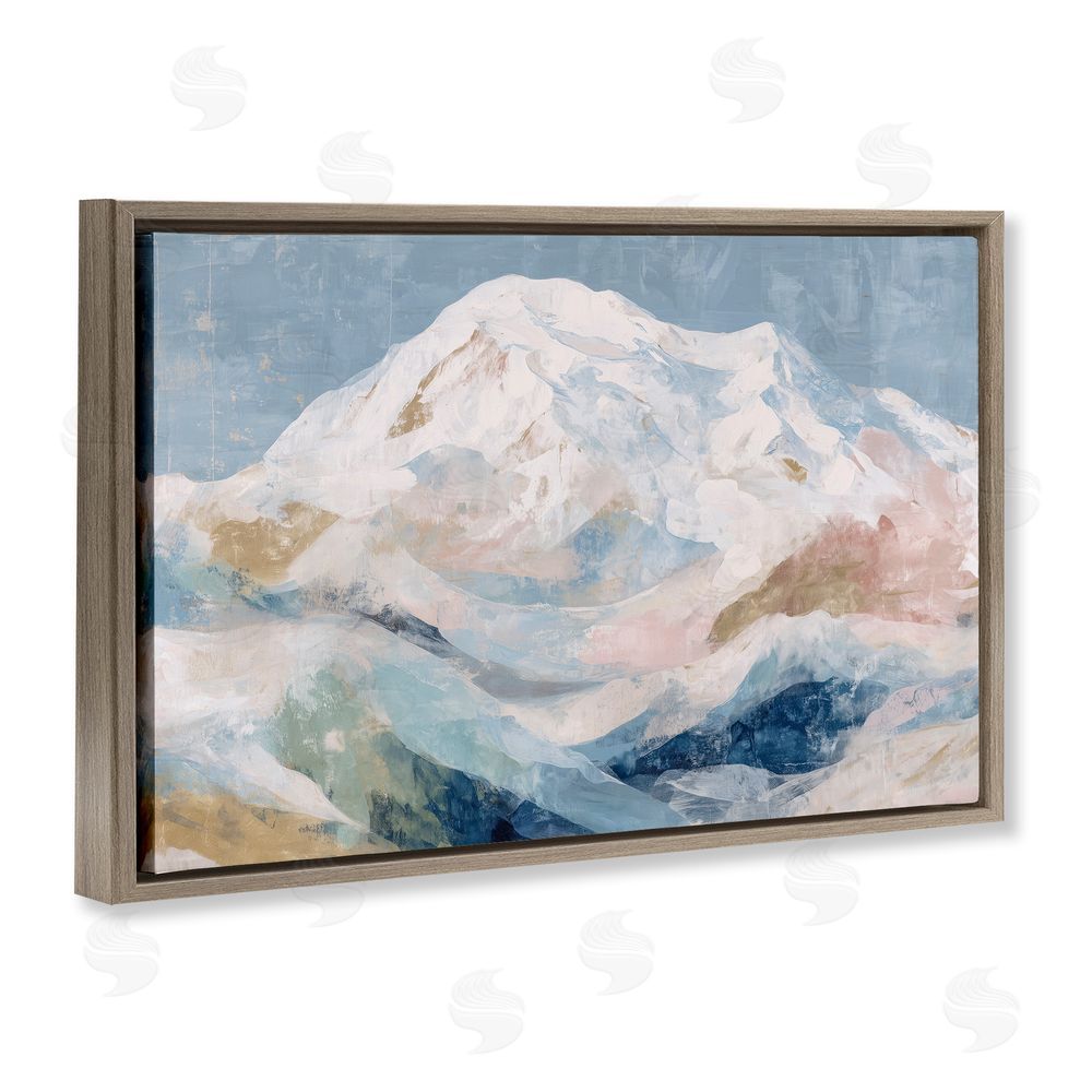 Chromatic Storm Studio Icy Mountain Range at Dusk Brown Floating Framed Canvas Wall Art