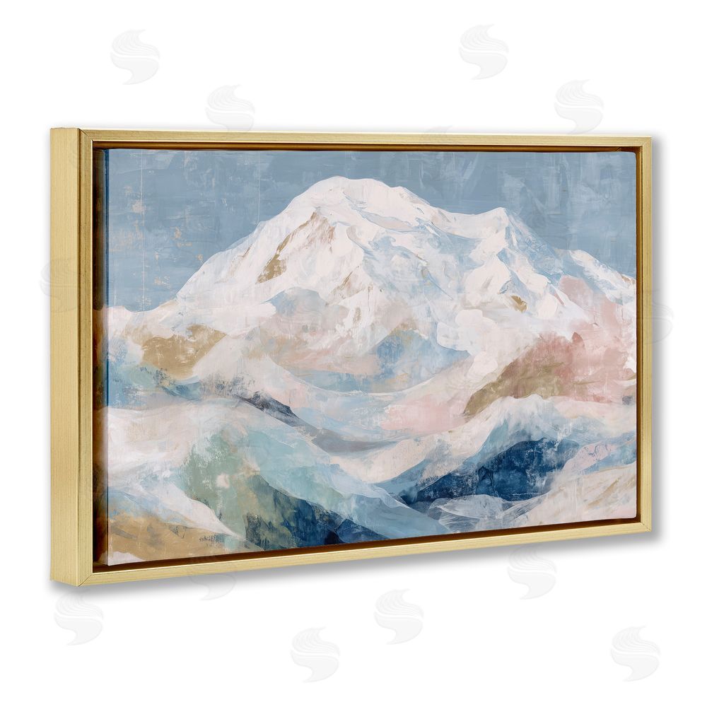 Chromatic Storm Studio Icy Mountain Range at Dusk Gold Floating Framed Canvas Wall Art