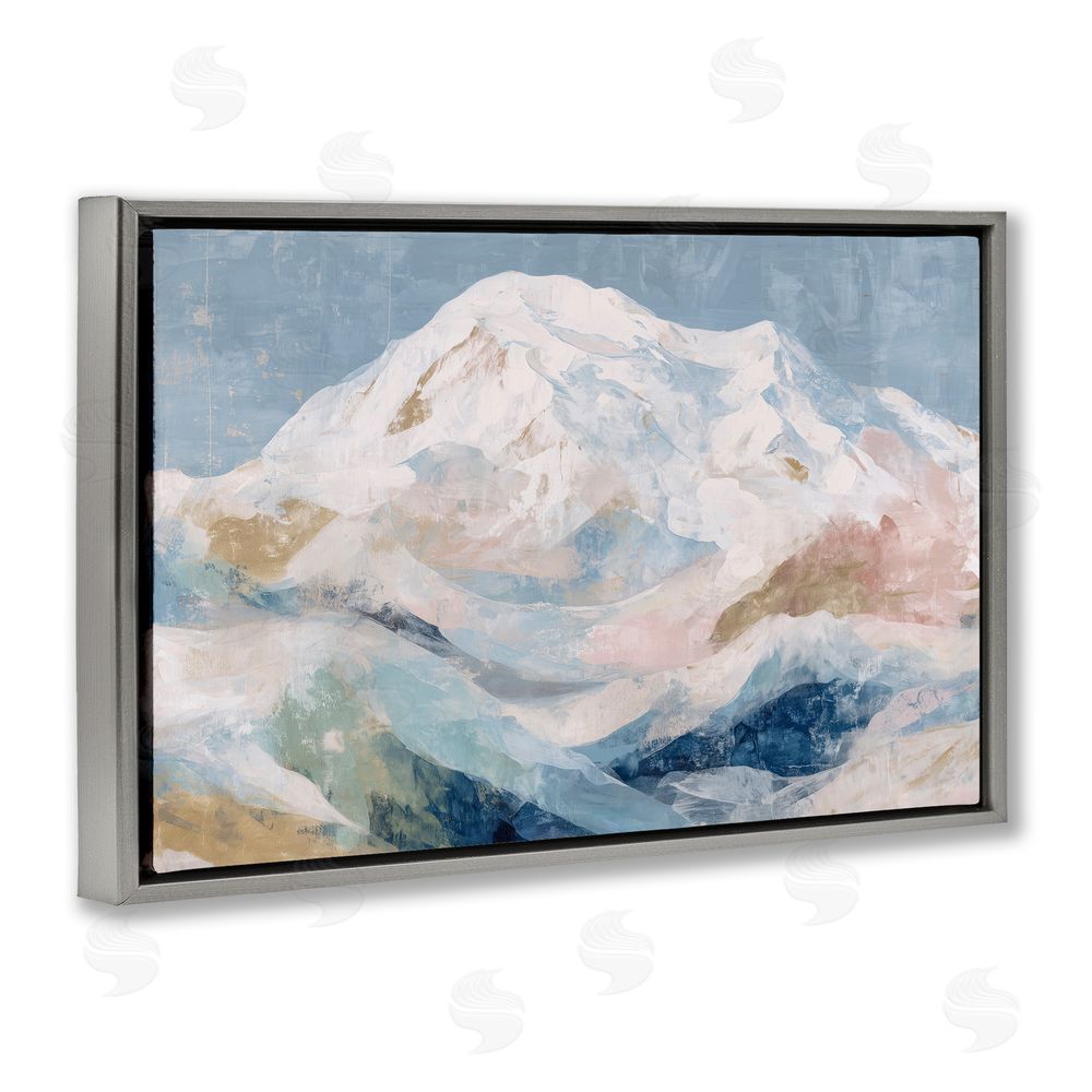 Chromatic Storm Studio Icy Mountain Range at Dusk Gray Floating Framed Canvas Wall Art