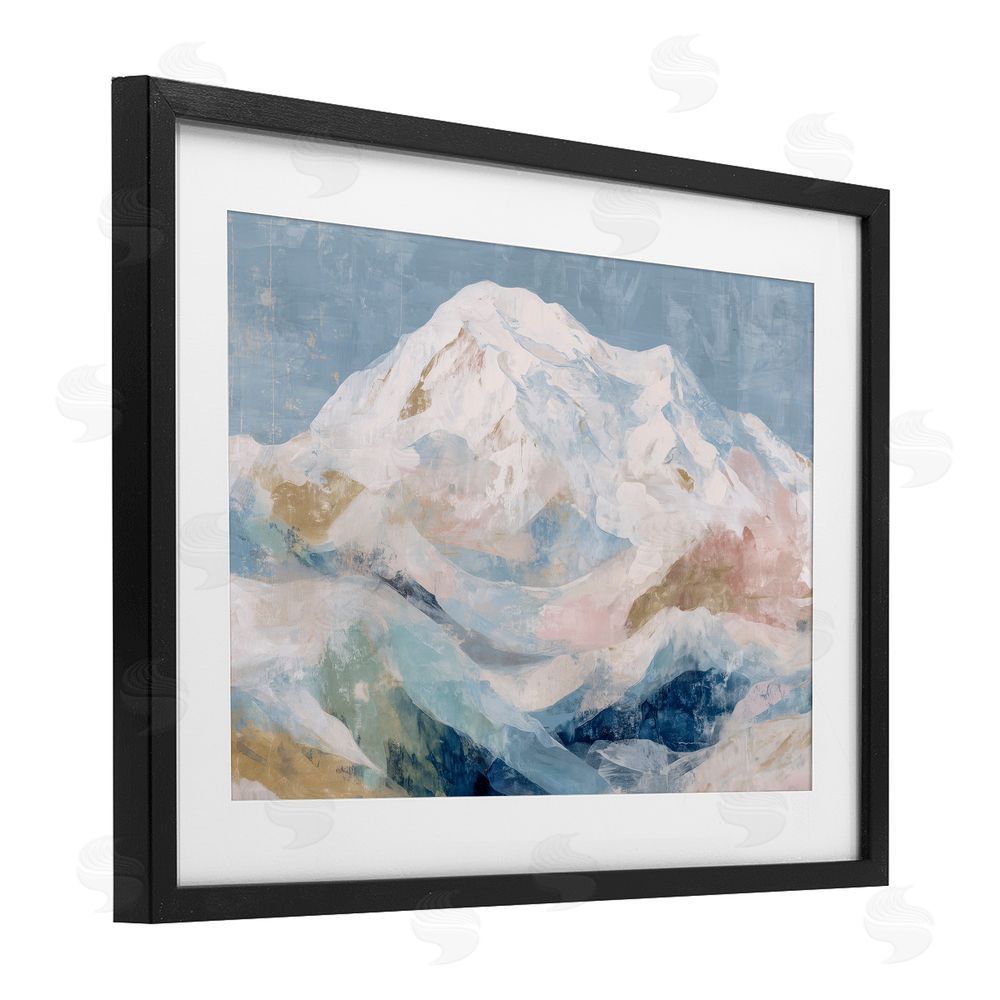 Chromatic Storm Studio Icy Mountain Range at Dusk Black Framed Print Under Glass Wall Art
