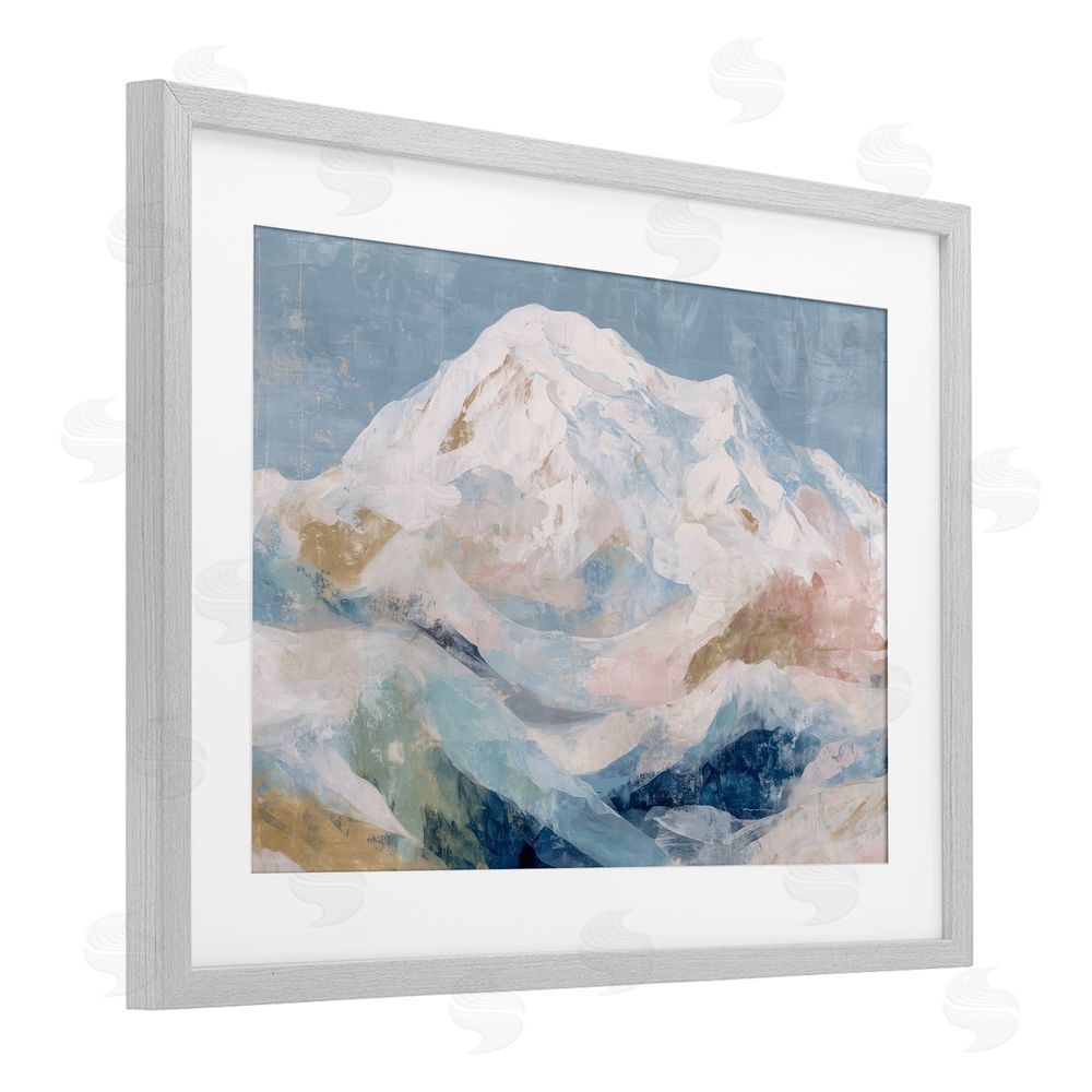 Chromatic Storm Studio Icy Mountain Range at Dusk Gray Framed Print Under Glass Wall Art