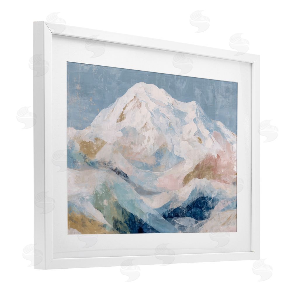 Chromatic Storm Studio Icy Mountain Range at Dusk White Framed Print Under Glass Wall Art