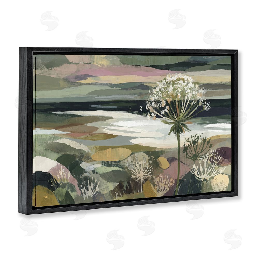 Chromatic Storm Studio Dandelion in Misty Meadow Black Floating Frame Canvas Wall Art Print