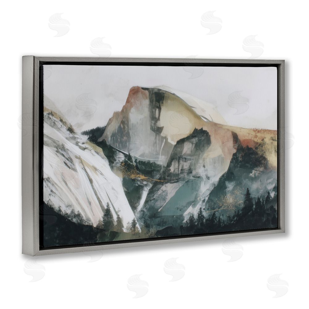 Chromatic Storm Studio Abstract Sierra Nevada Mountain Gray Floating Frame Stretched Canvas Wall Art Print