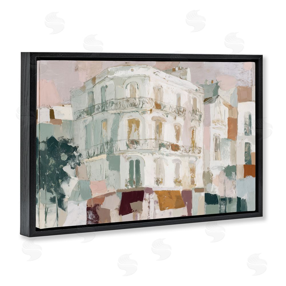 Chromatic Storm Studio Barcelona Street Corner Black Floating Frame Stretched Canvas Wall Art Print