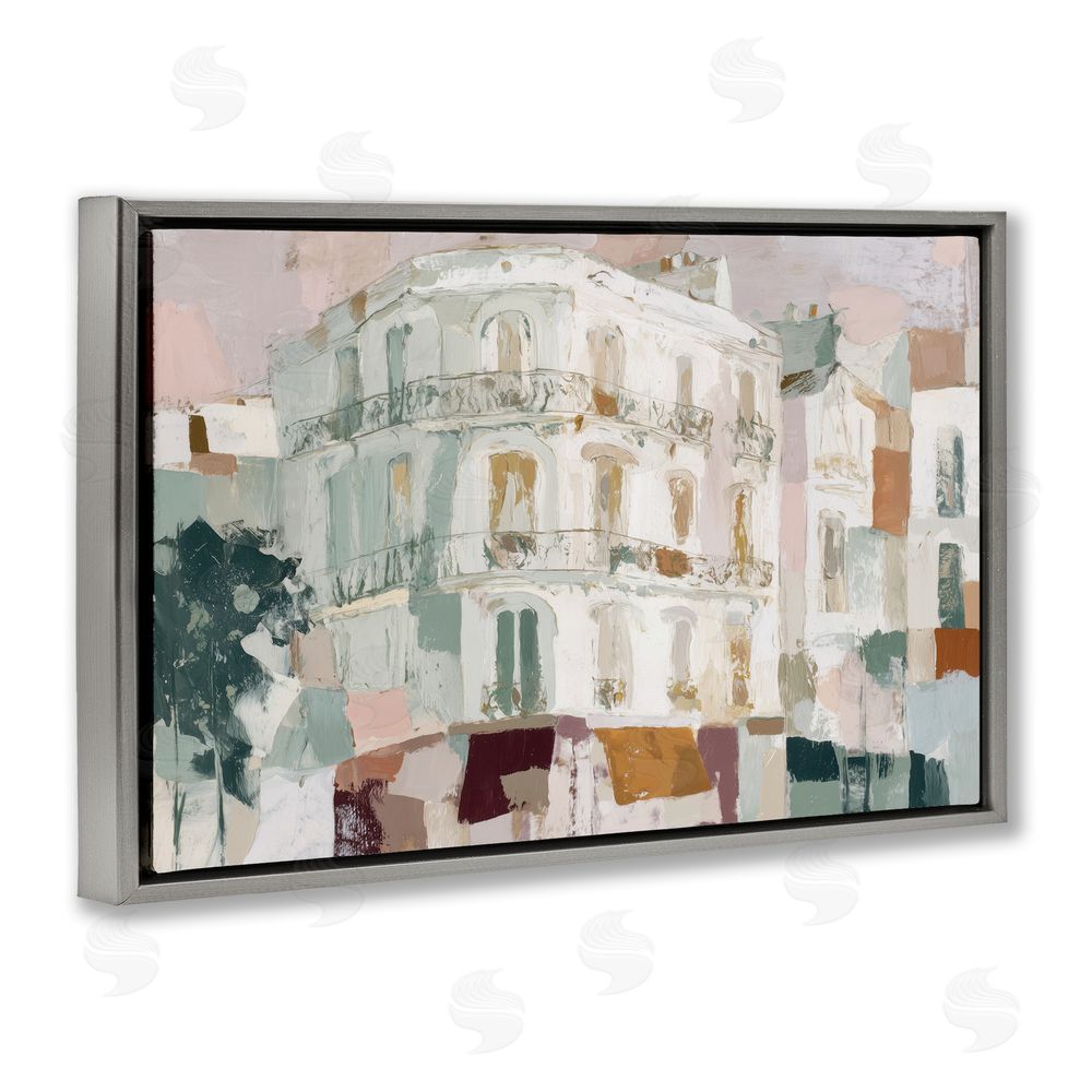 Chromatic Storm Studio Barcelona Street Corner Gray Floating Frame Stretched Canvas Wall Art Print