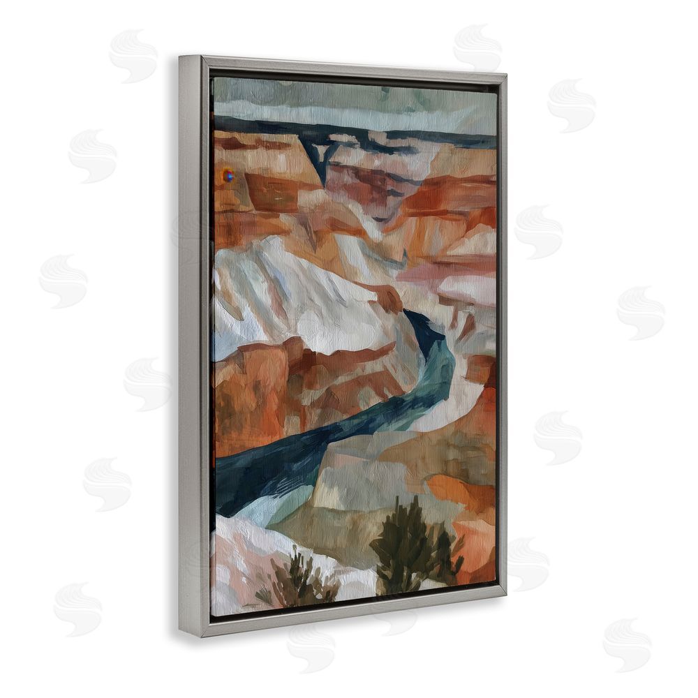 Chromatic Storm Studio Canyon Rim Textures Impression Gray Floating Frame Stretched Canvas Wall Art Print