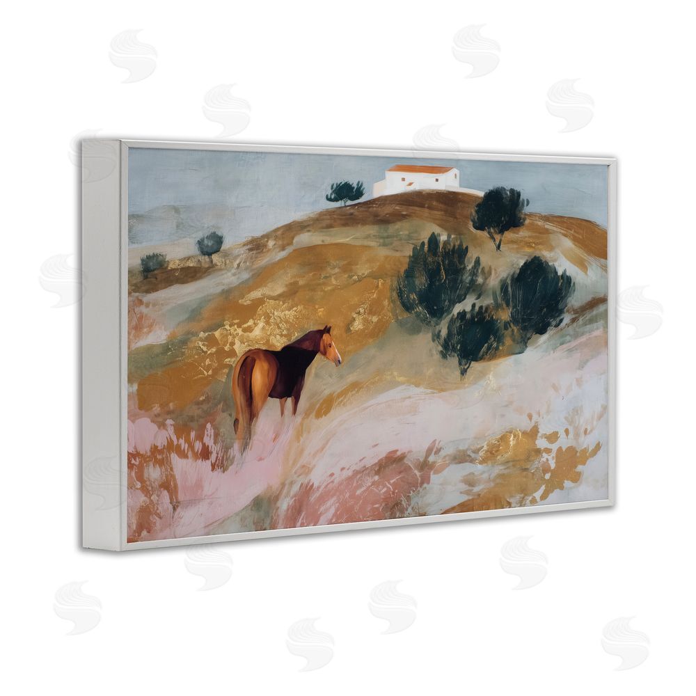 Chromatic Storm Studio Horse in Tuscan Countryside White Framed Giclee Wall Art