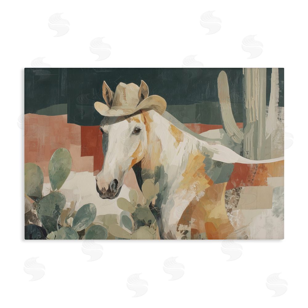 Chromatic Storm Studio Horse in Cowboy Hat Stretched Canvas Wall Art