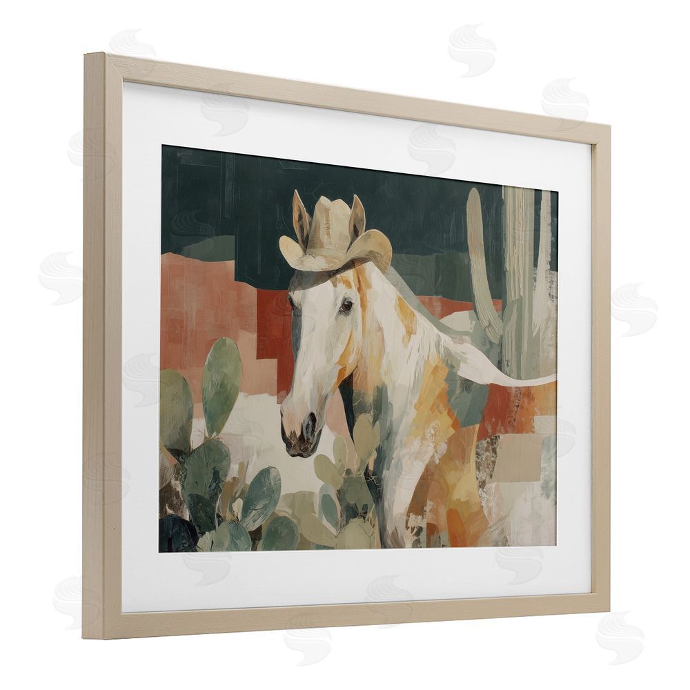 Chromatic Storm Studio Horse in Cowboy Hat Brown Framed Print Under Glass Wall Art
