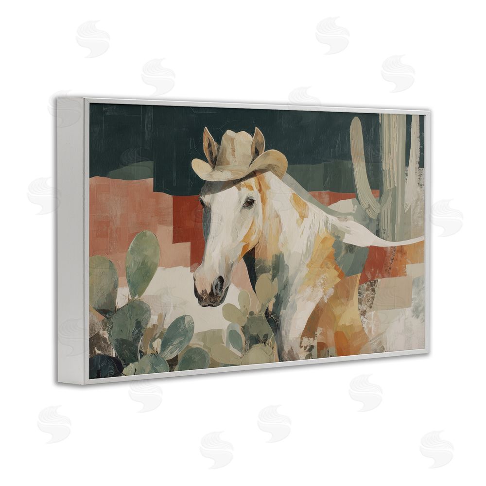Chromatic Storm Studio Horse in Cowboy Hat White Framed Giclee Wall Art