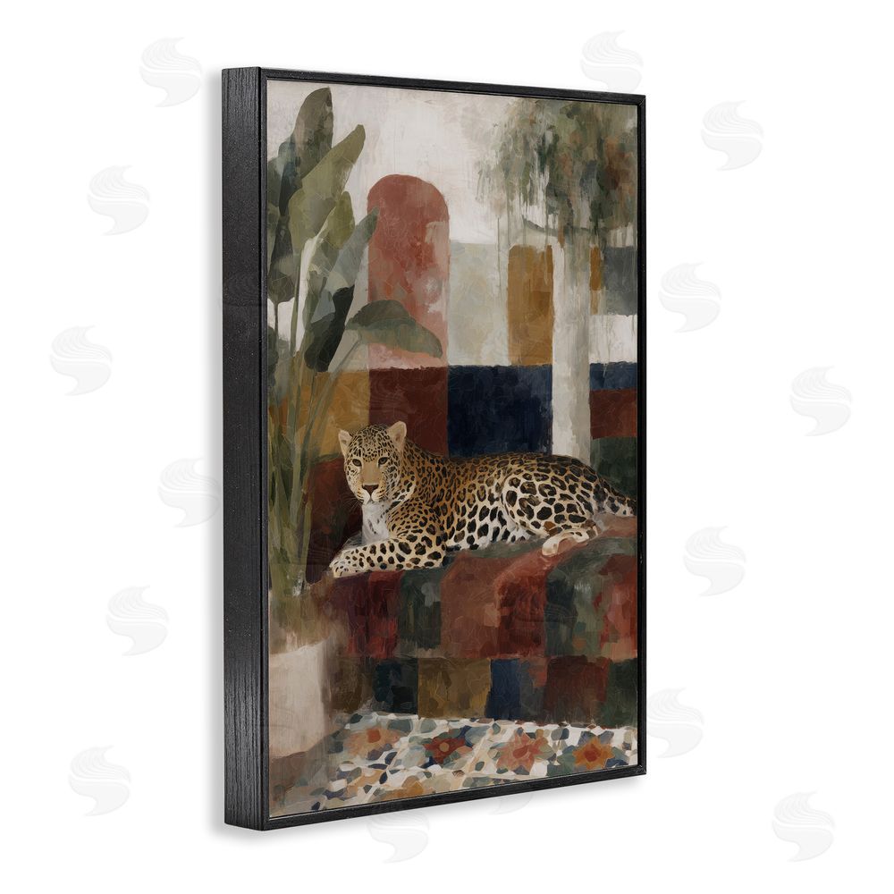 Chromatic Storm Studio Jaguar Among Tropical Palms Black Framed Giclee Wall Art