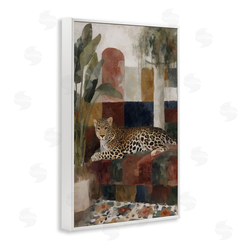 Chromatic Storm Studio Jaguar Among Tropical Palms White Framed Giclee Wall Art