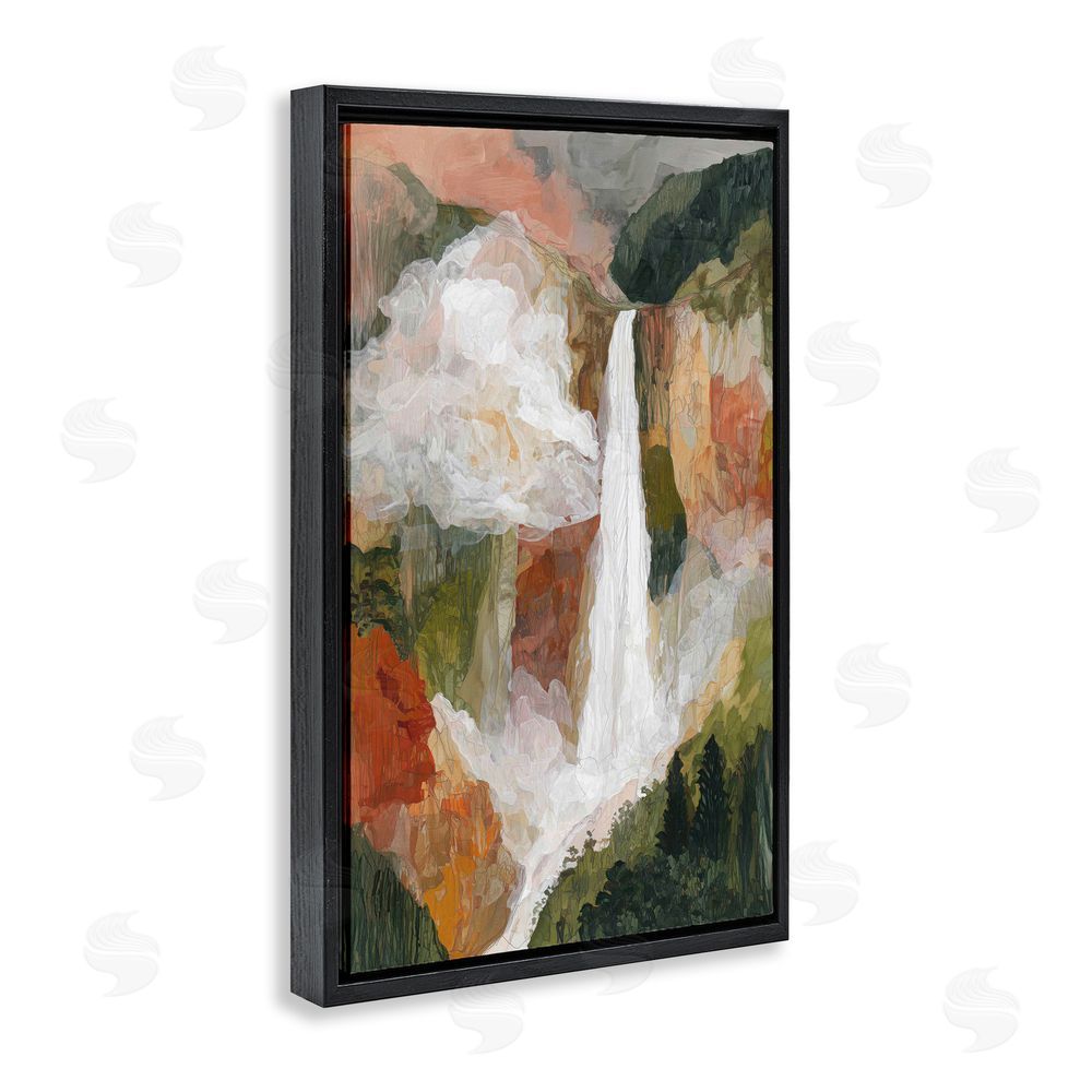 Chromatic Storm Studio Mountain Waterfall Landscape Black Floating Framed Canvas Wall Art