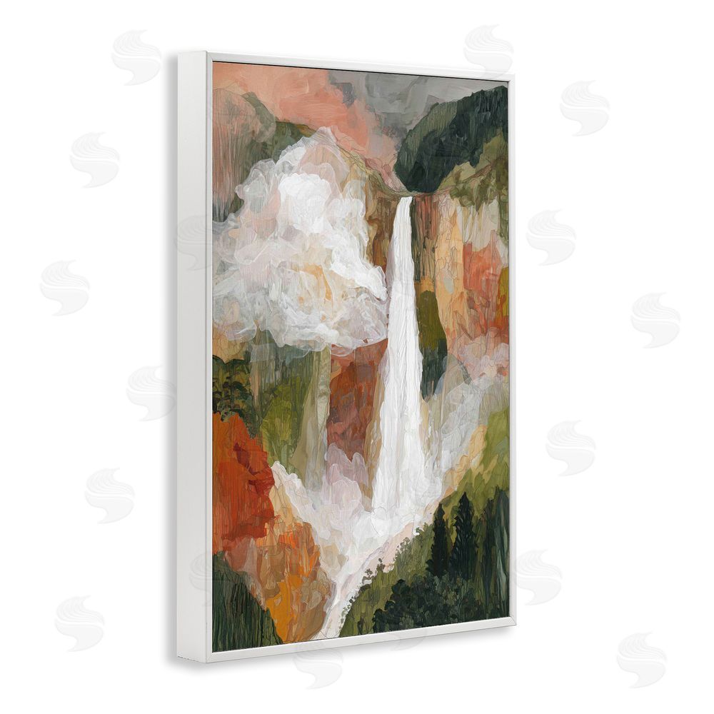 Chromatic Storm Studio Mountain Waterfall Landscape White Framed Giclee Wall Art