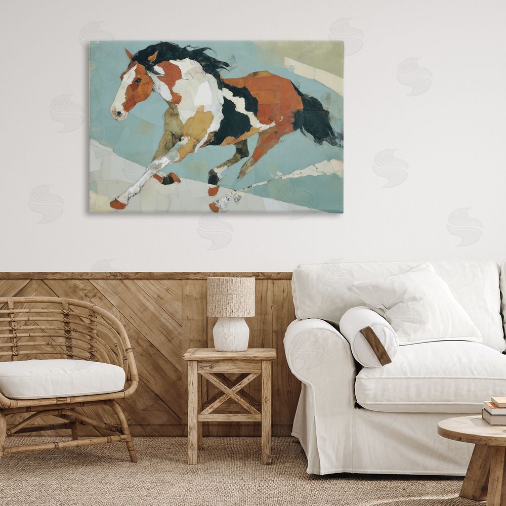 Chromatic Storm Studio Paint Horse in Motion Stretched Canvas Wall Art in Room