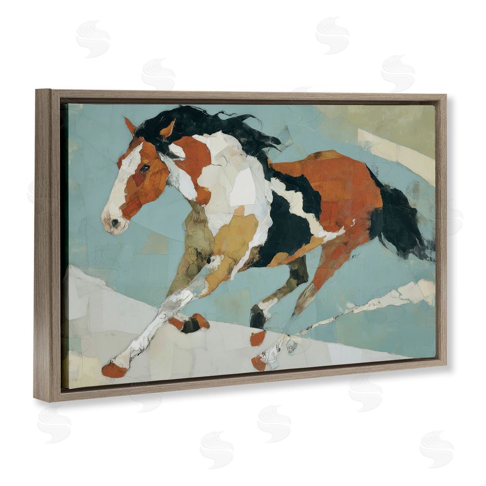 Chromatic Storm Studio Paint Horse in Motion Brown Floating Framed Canvas Wall Art