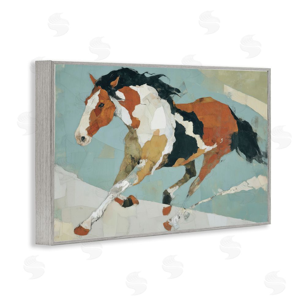 Chromatic Storm Studio Paint Horse in Motion Gray Framed Giclee Wall Art