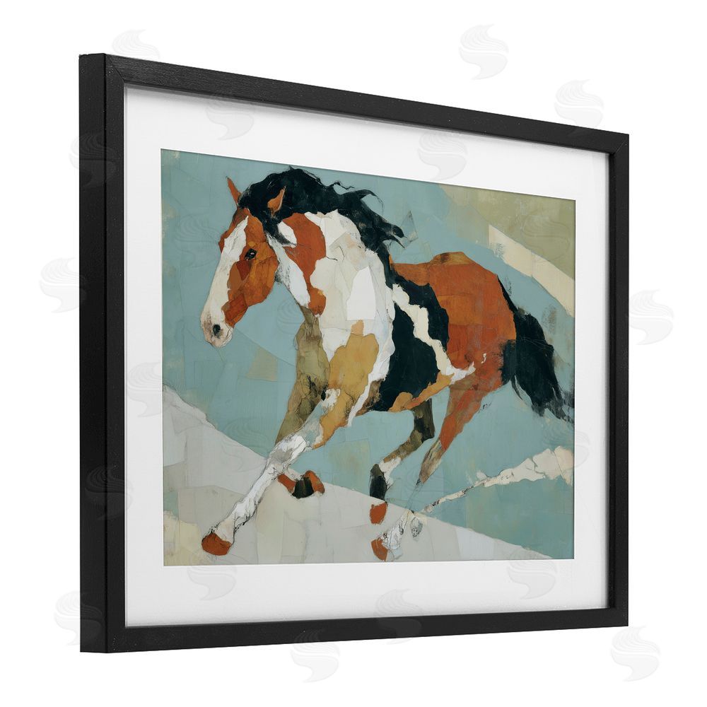 Chromatic Storm Studio Paint Horse in Motion Black Framed Print Under Glass Wall Art