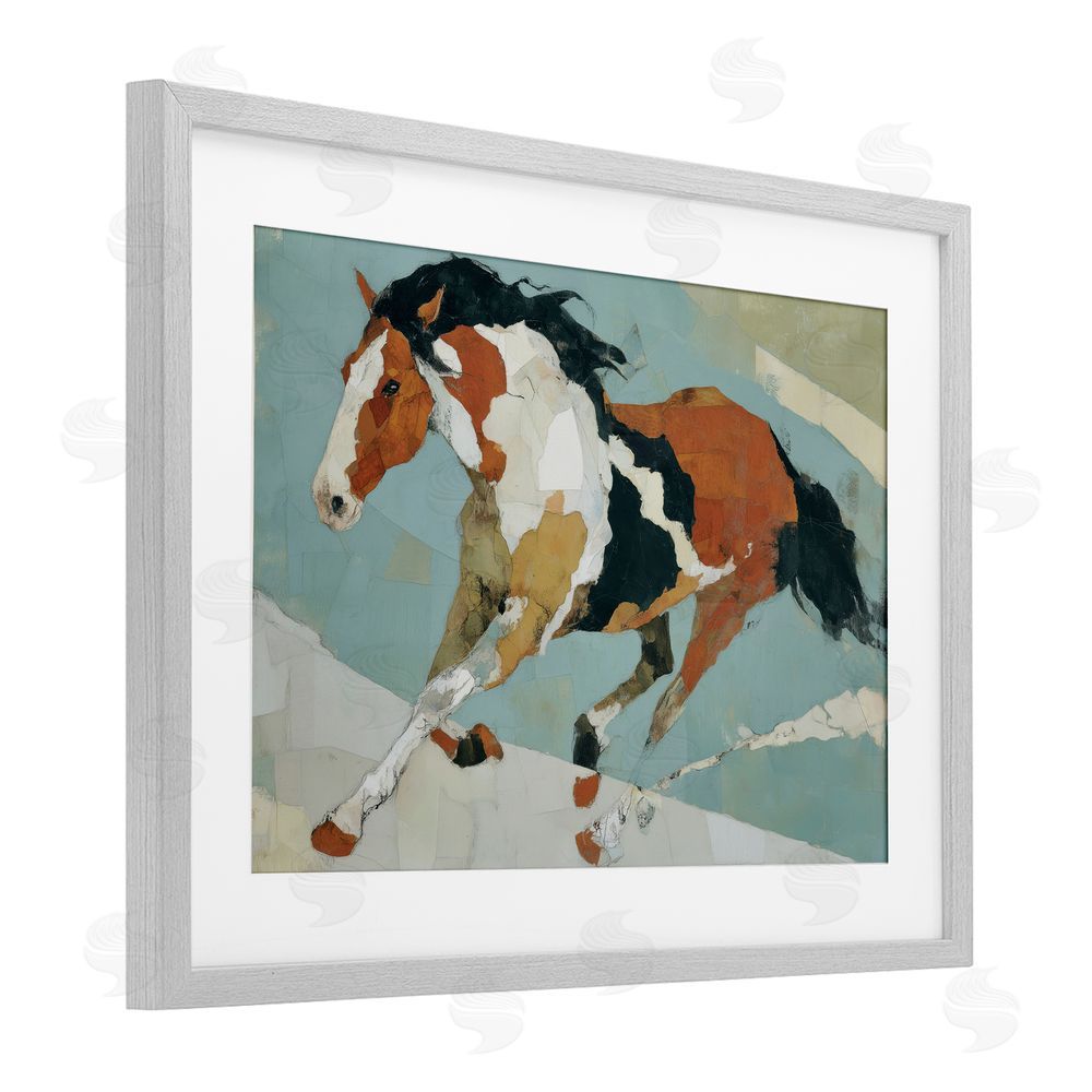 Chromatic Storm Studio Paint Horse in Motion Gray Framed Print Under Glass Wall Art