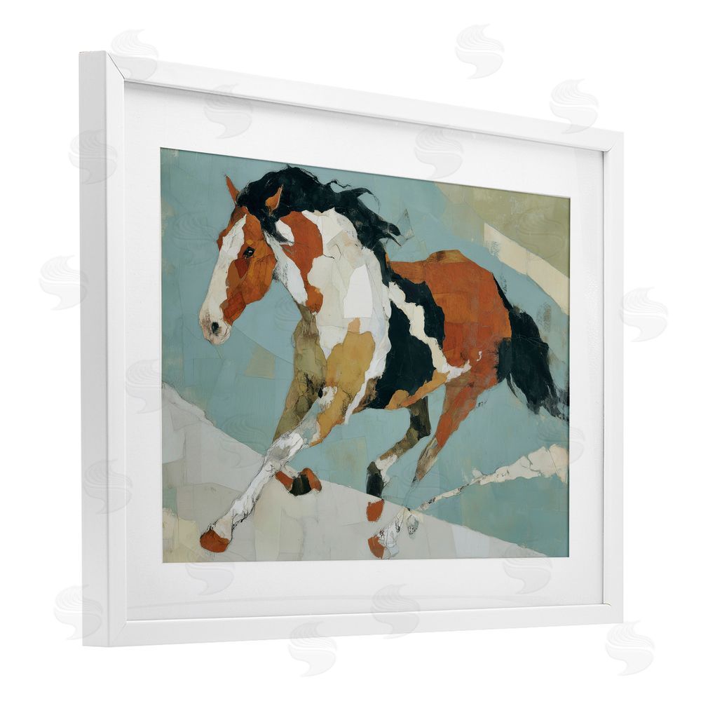 Chromatic Storm Studio Paint Horse in Motion White Framed Print Under Glass Wall Art