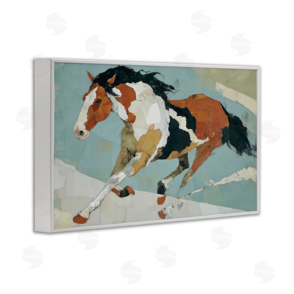 Chromatic Storm Studio Paint Horse in Motion White Framed Giclee Wall Art