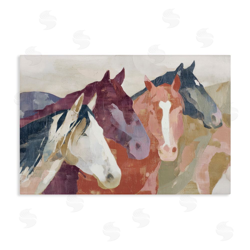 Chromatic Storm Studio Calm Horses Abstraction Stretched Canvas Wall Art Print