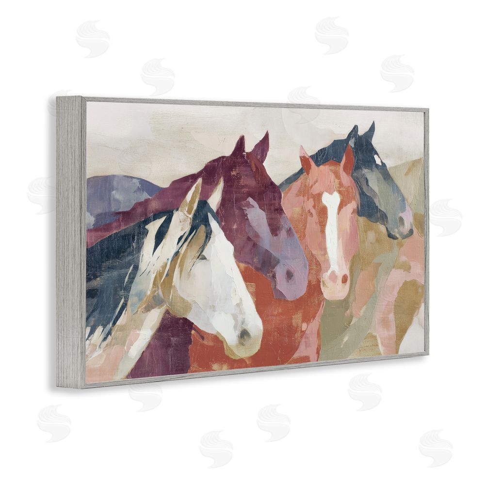 Chromatic Storm Studio Calm Horses Abstraction Gray Framed Giclee Wall Art Print