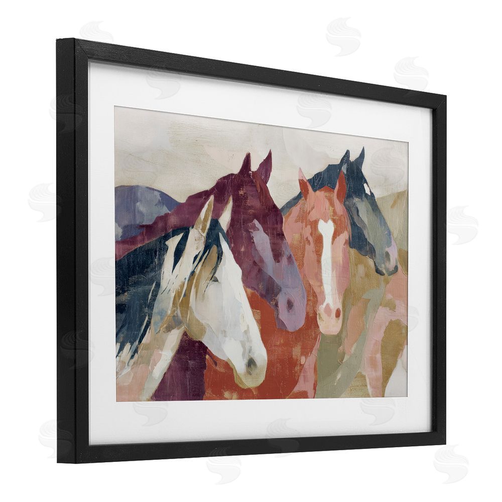 Chromatic Storm Studio Calm Horses Abstraction Black Framed Print Under Glass with Matting Wall Art